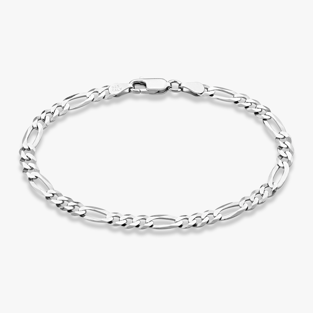 Figaro Chain Bracelet in Sterling Silver, 5mm