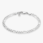 Figaro Chain Bracelet in Sterling Silver, 5mm