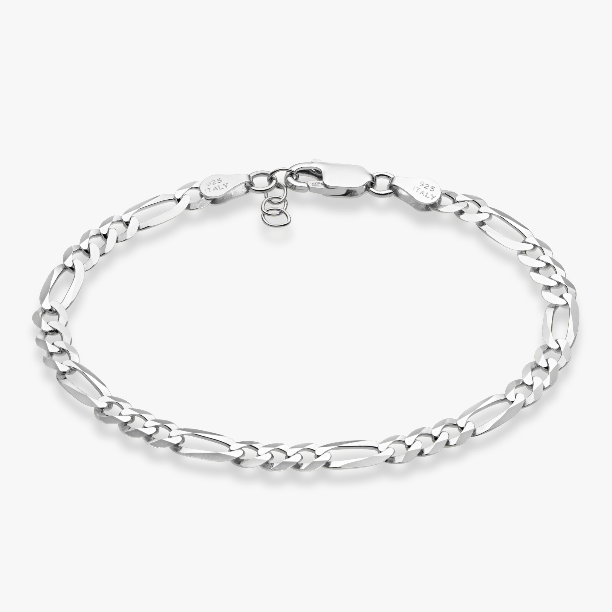 Figaro Chain Bracelet in Sterling Silver, 5mm