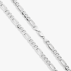 Figaro Chain Necklace in Sterling Silver, 7mm