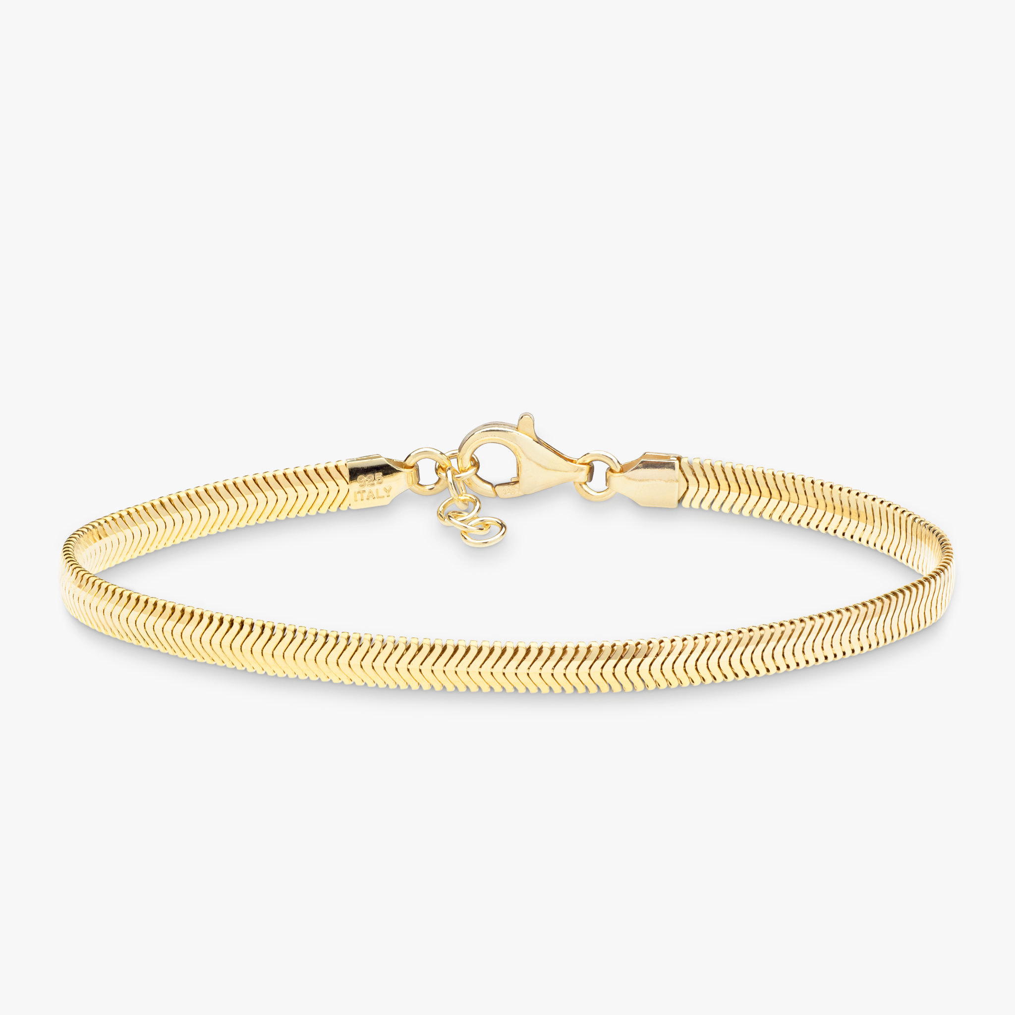 Flat Snake Bracelet in 18k Gold Over Sterling Silver, 4mm