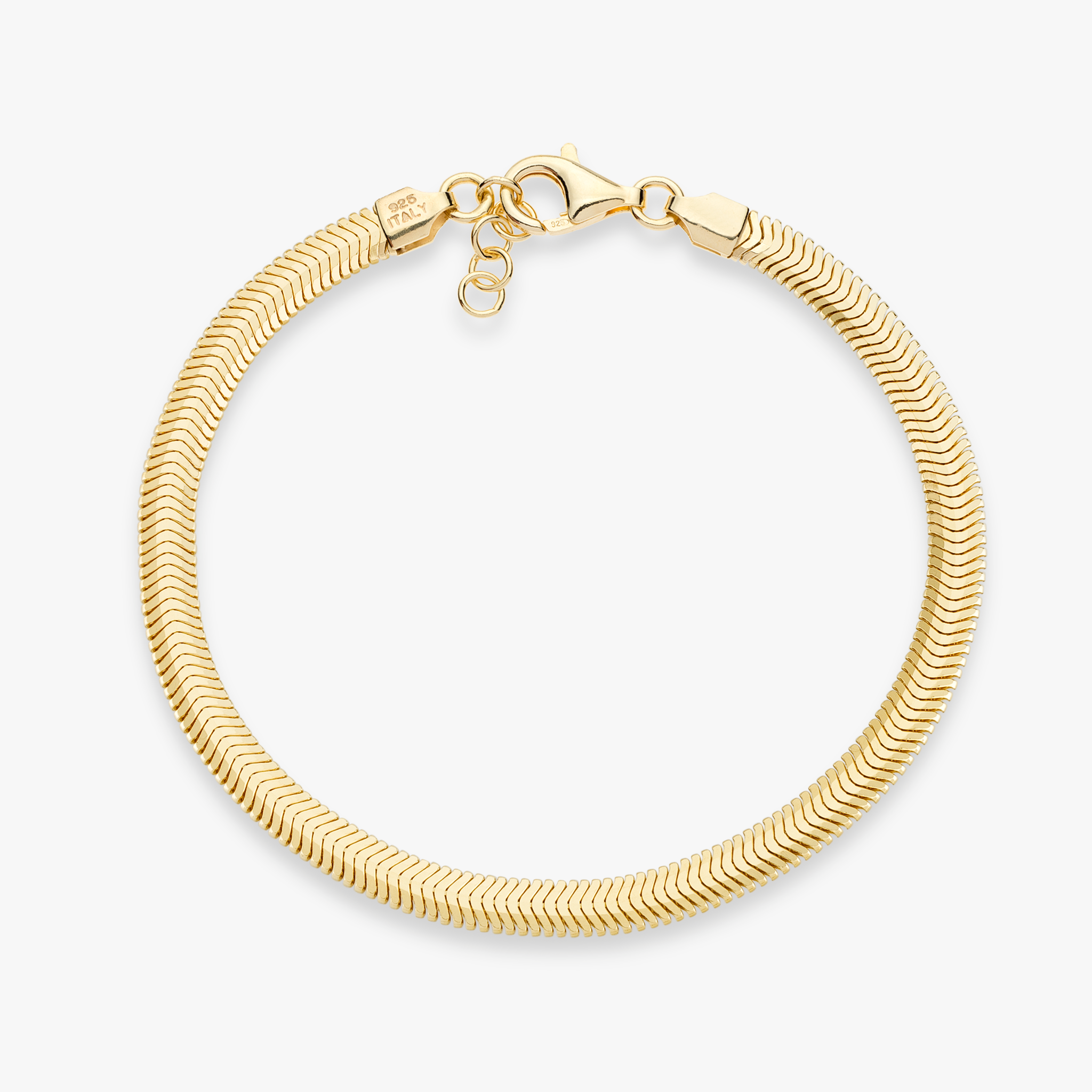 Flat Snake Bracelet in 18k Gold Over Sterling Silver, 4mm