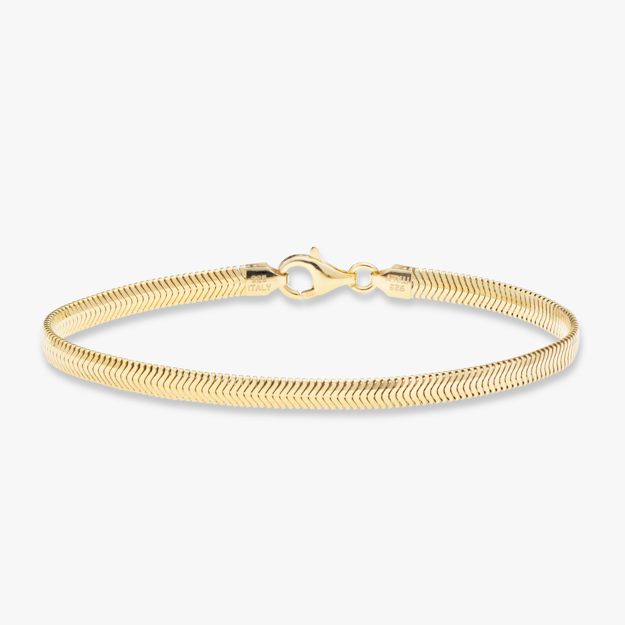 Flat Snake Bracelet in 18k Gold Over Sterling Silver, 4mm