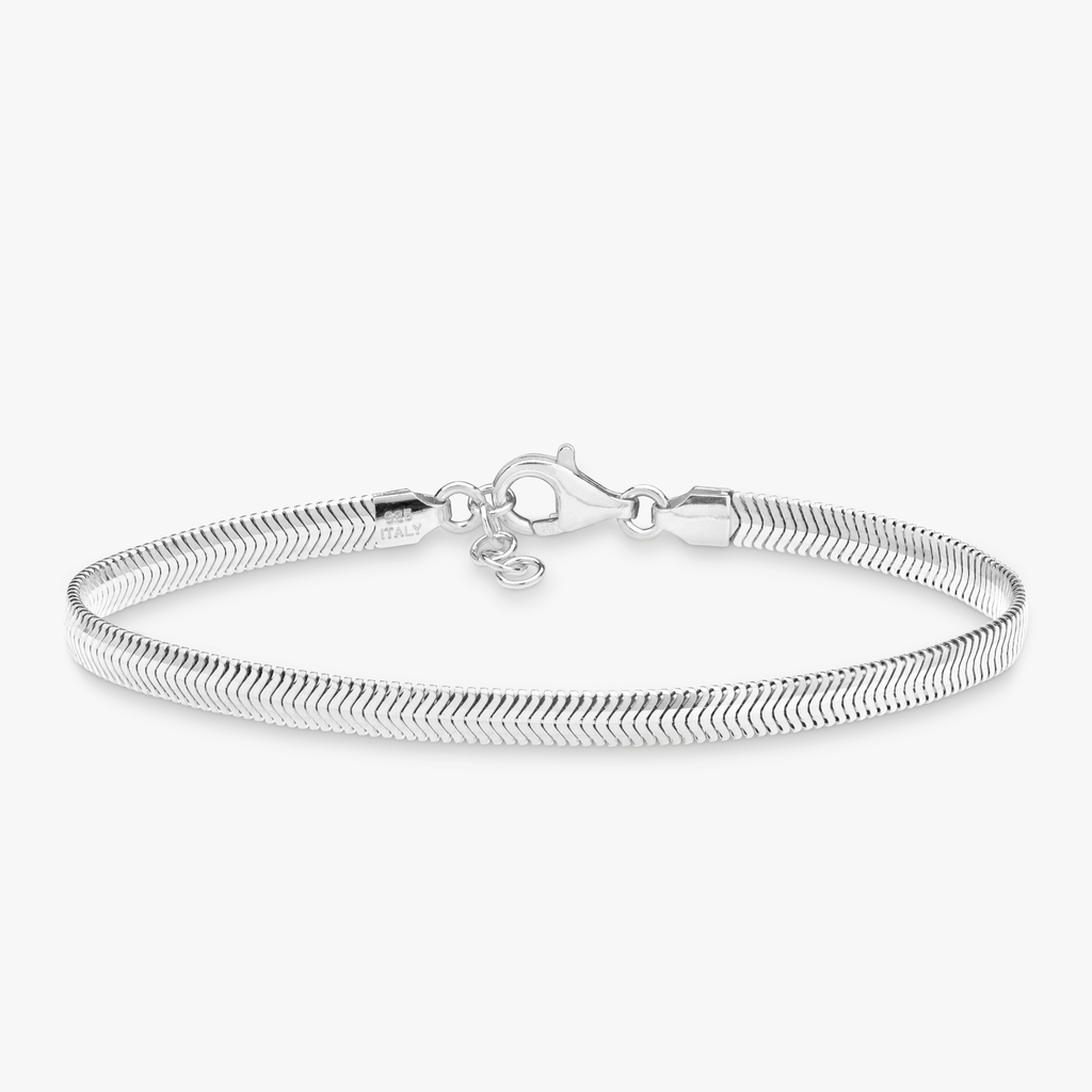 Flat Snake Bracelet in Sterling Silver, 4mm