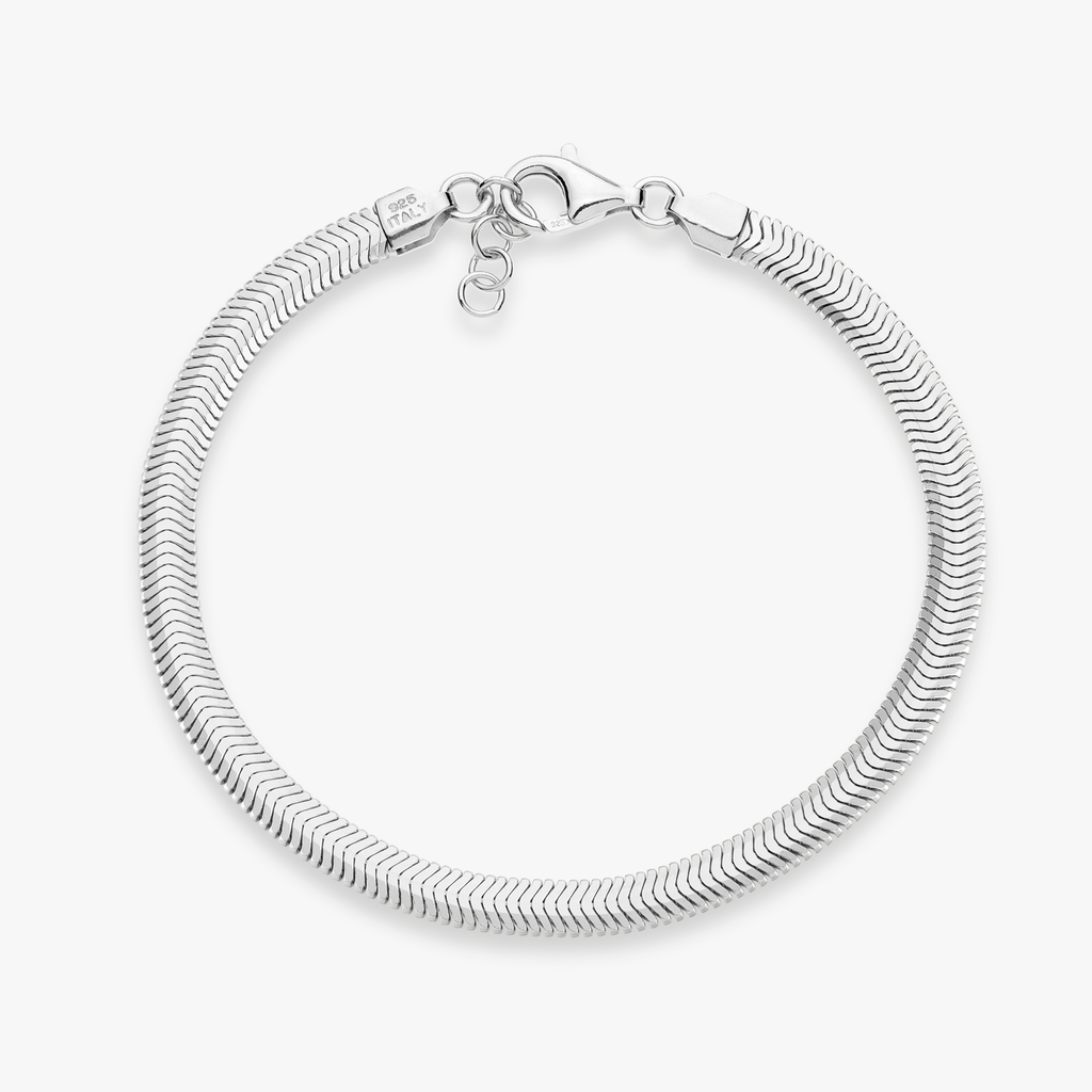 Flat Snake Bracelet in Sterling Silver, 4mm