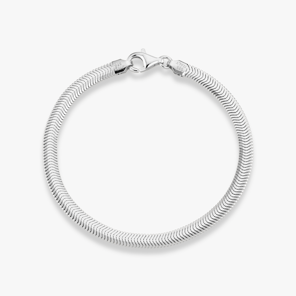 Flat Snake Bracelet in Sterling Silver, 4mm