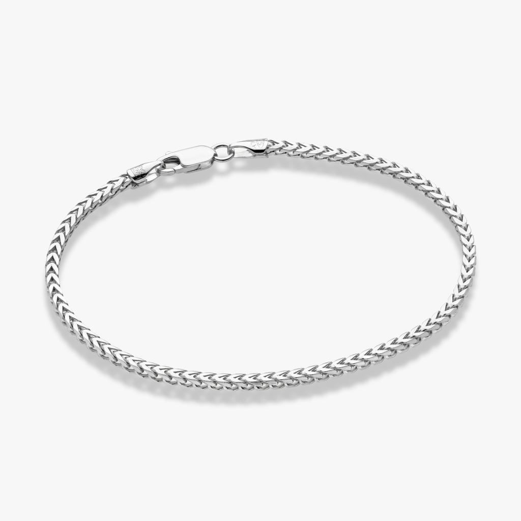 Franco Square Box Chain Bracelet in Sterling Silver, 2.5mm