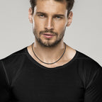 Genuine Braided Leather Cord Necklace with Rhodium Plated Sterling Silver Clasp, 3mm