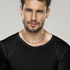 Genuine Brown Leather Cord Necklace with Rhodium Plated Sterling Silver Clasp, 2mm