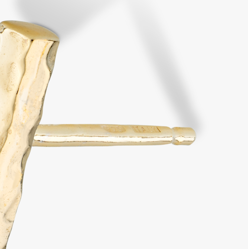 Hammered Flat Bar Stud Earrings in 18k Gold Over Sterling Silver