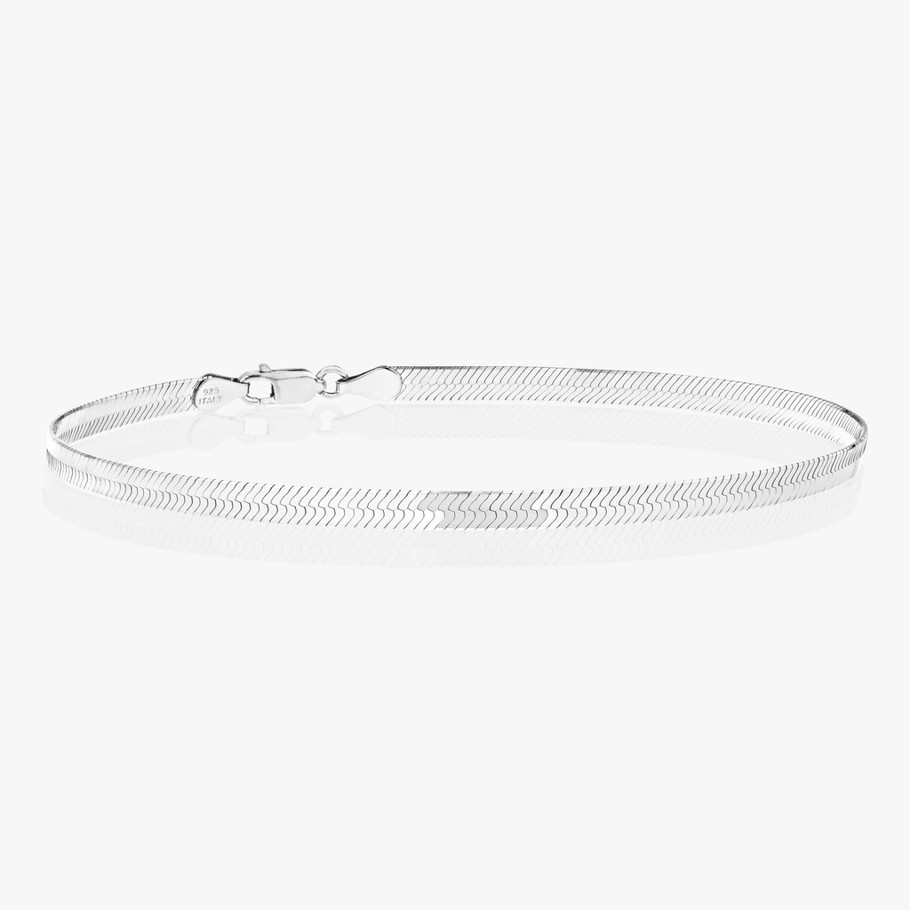 Herringbone Anklet in Sterling Silver, 3.5mm