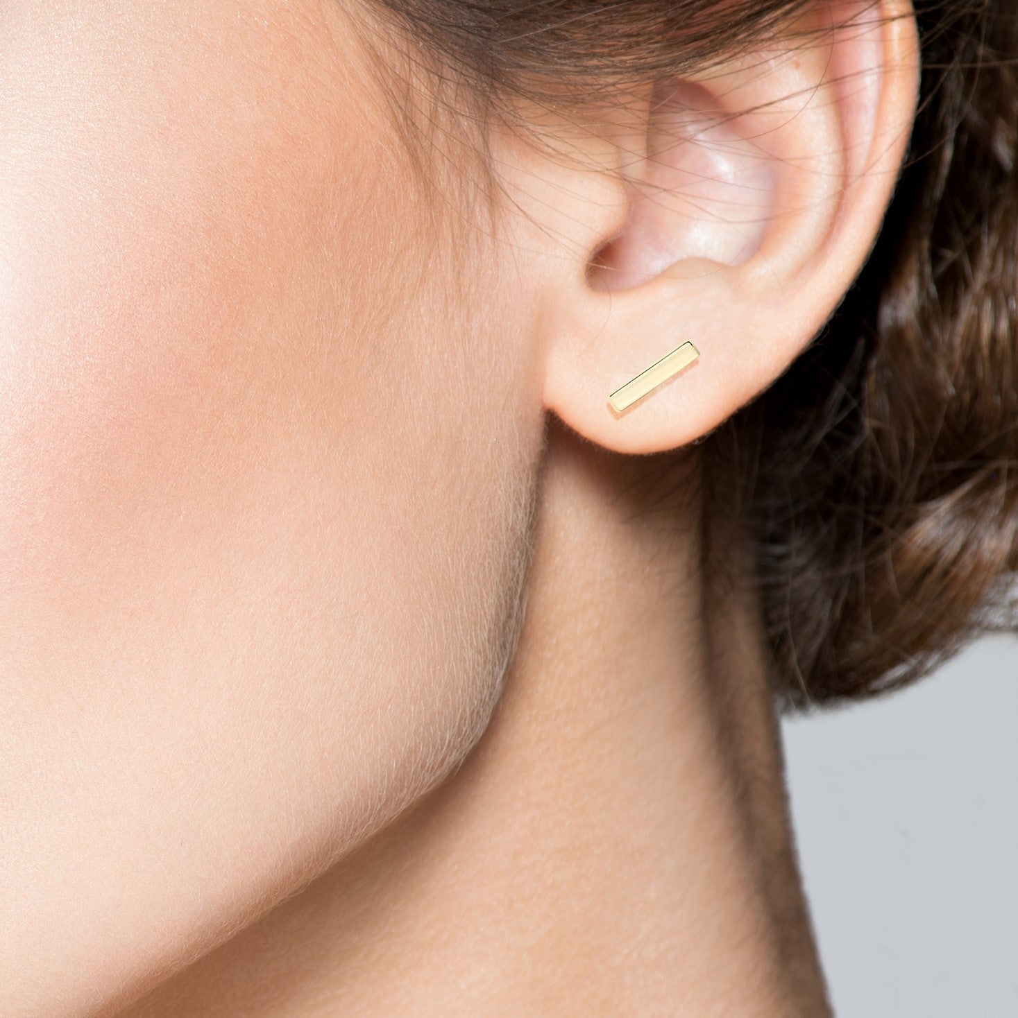 High Polished Flat Bar Stud Earrings in 18k Gold Over Sterling Silver