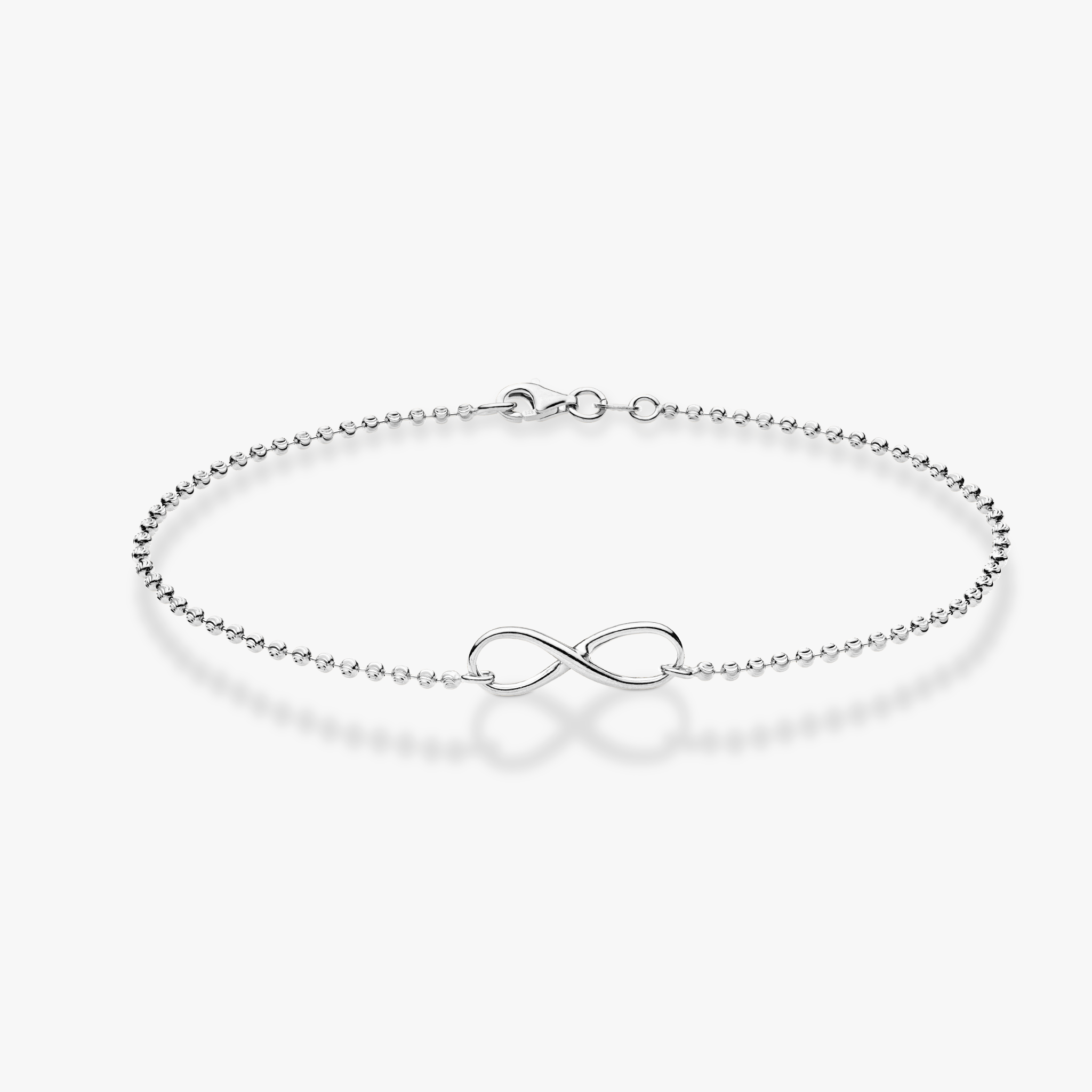 Infinity Beaded Anklet in Sterling Silver
