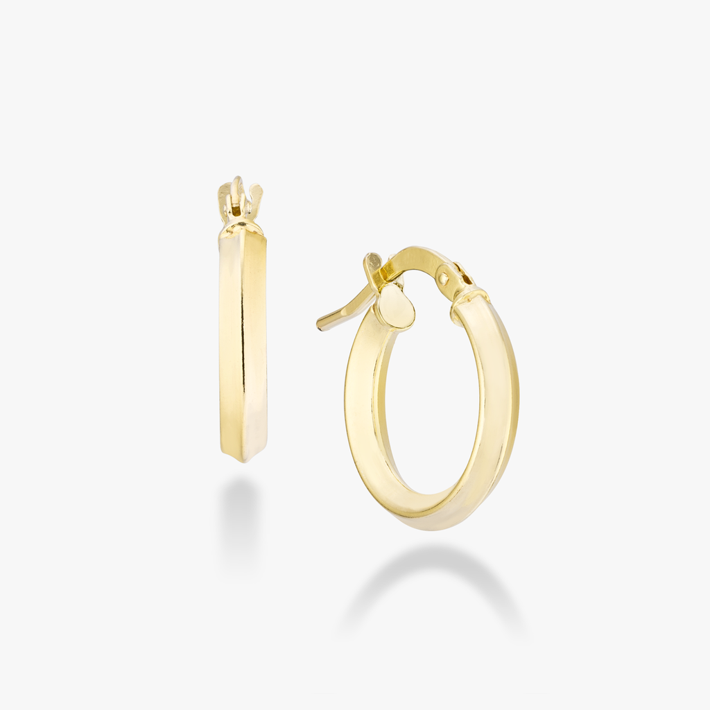 Knife Edge Hoop Earrings in 18k Gold Over Sterling Silver, 15mm