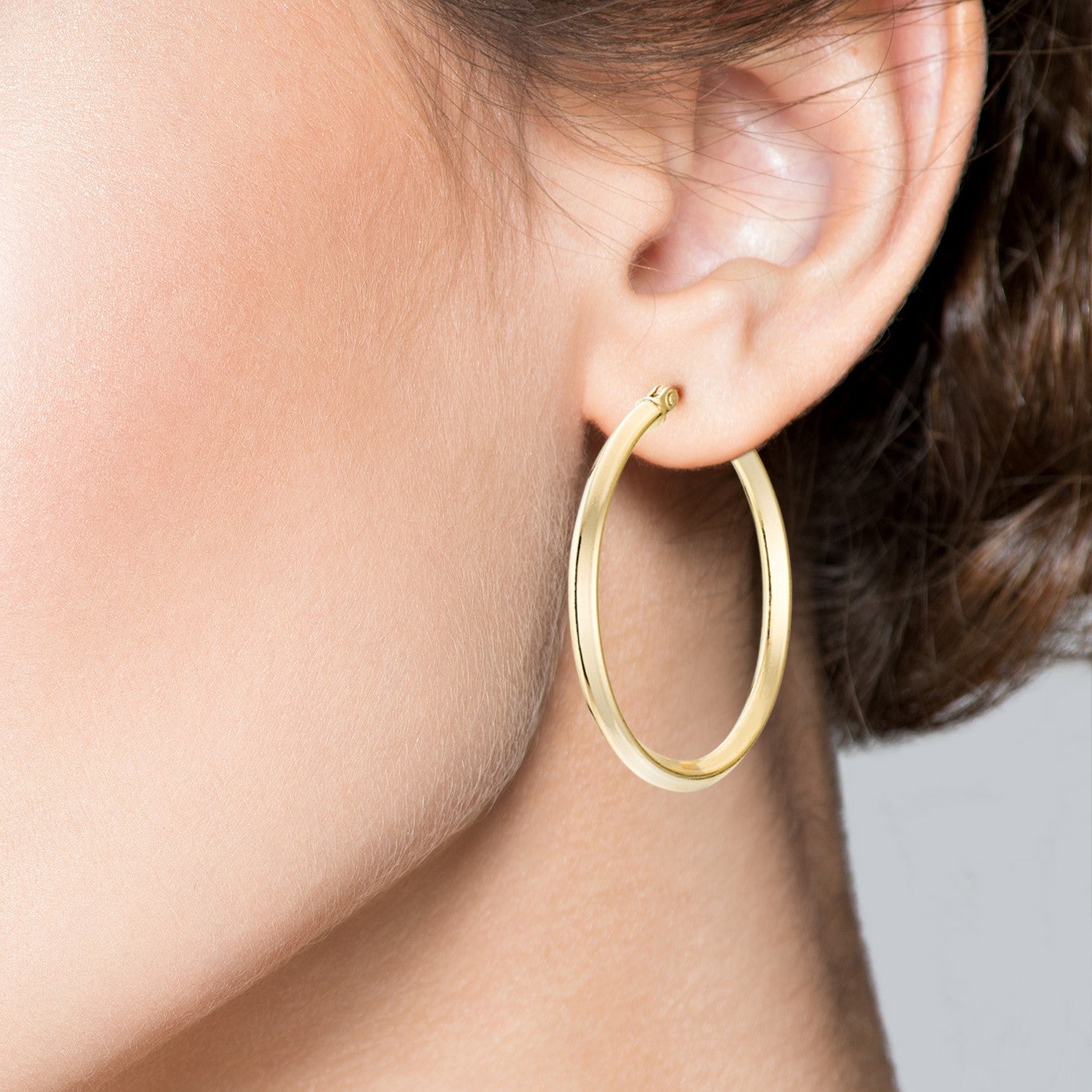 Knife Edge Hoop Earrings in 18k Gold Over Sterling Silver, 30mm