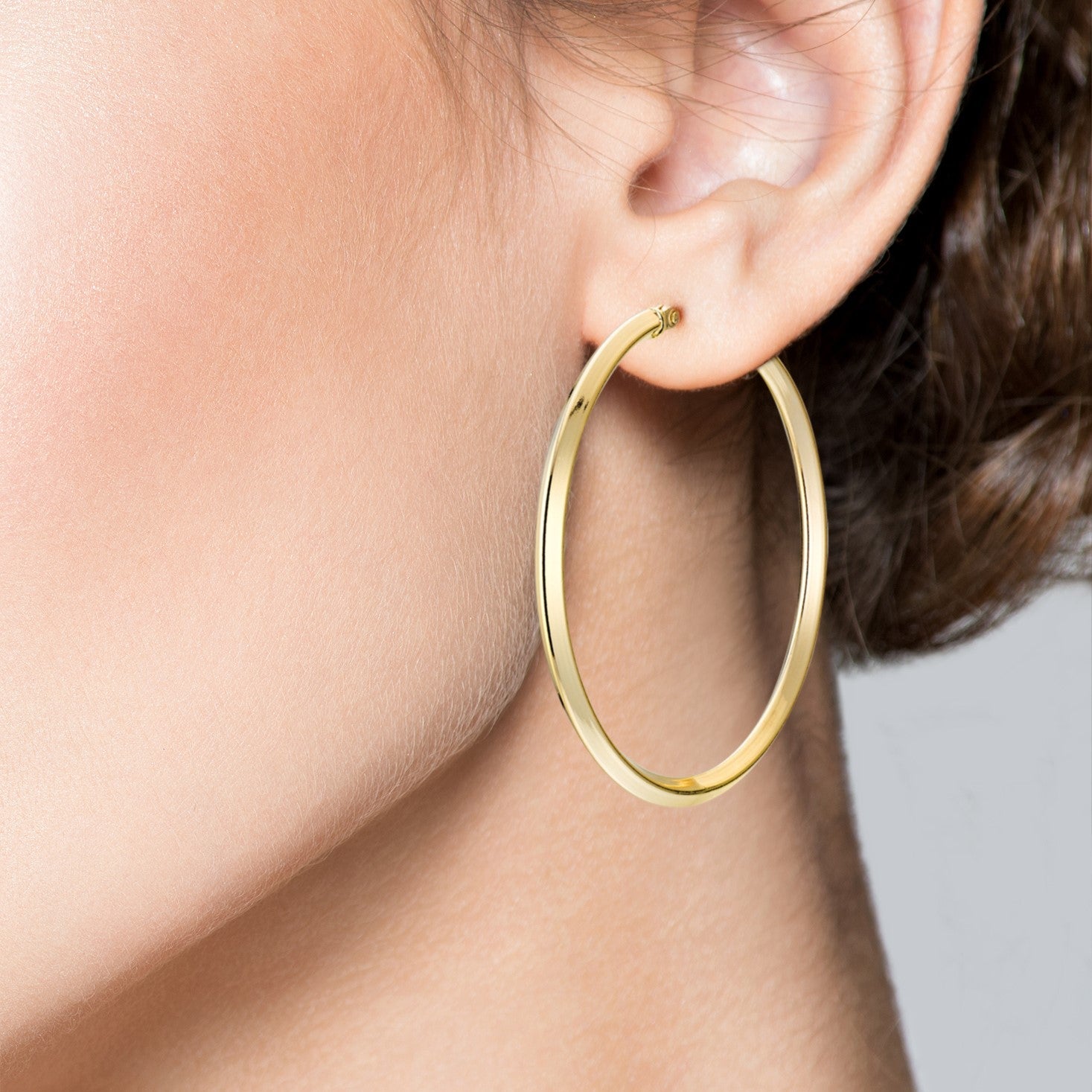 Knife Edge Hoop Earrings in 18k Gold Over Sterling Silver, 40mm