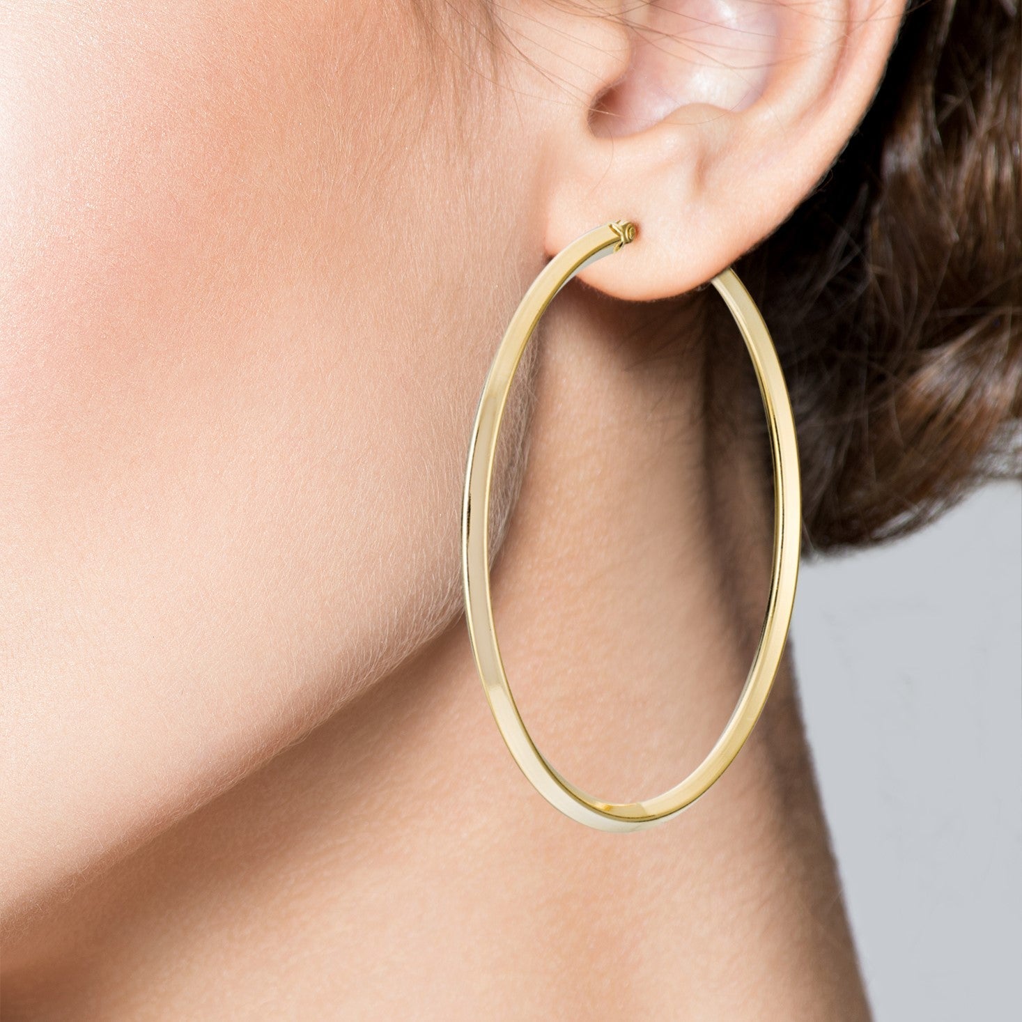 Knife Edge Hoop Earrings in 18k Gold Over Sterling Silver, 50mm