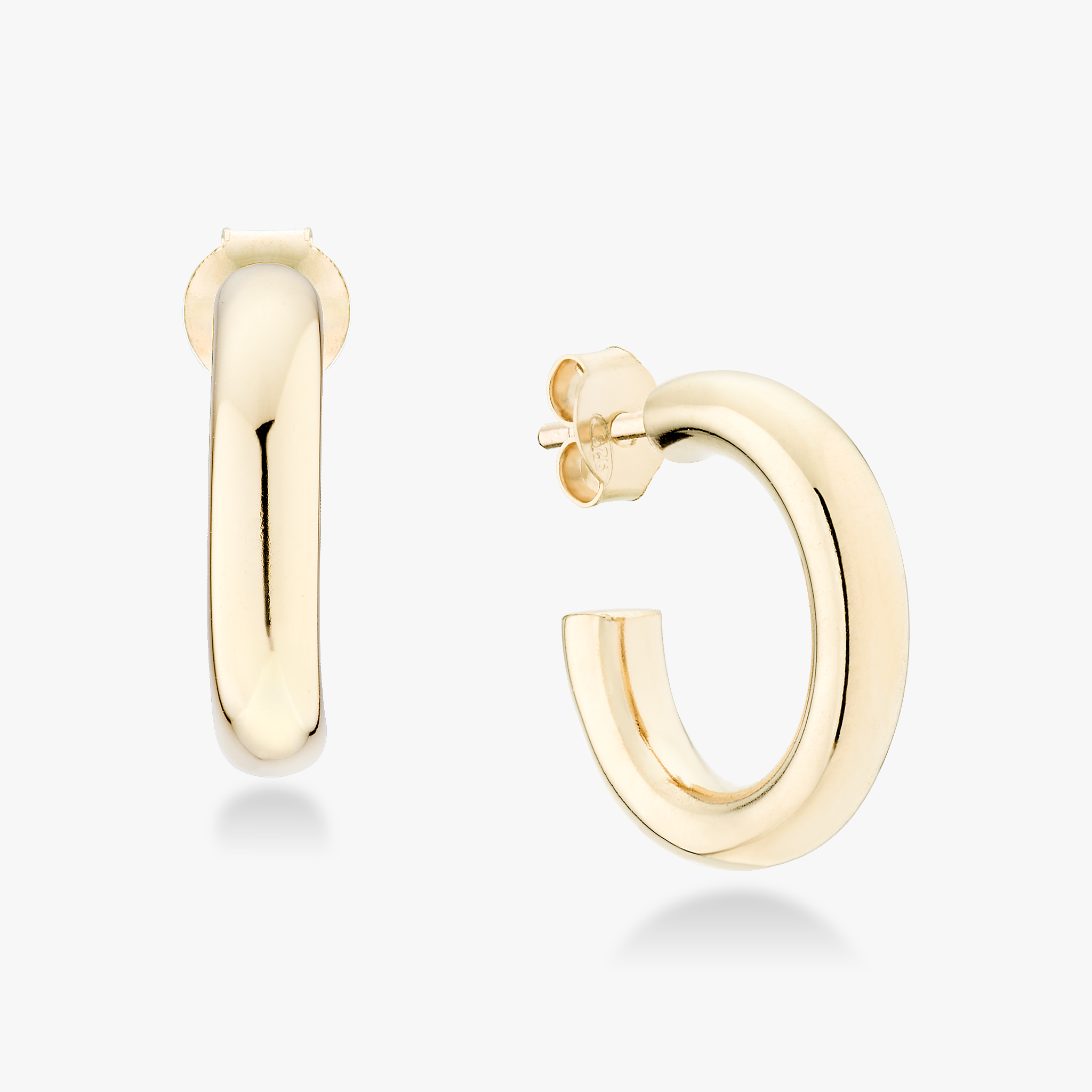 Lightweight Hoop Earrings in 18k Gold Over Sterling Silver, 16mm diameter