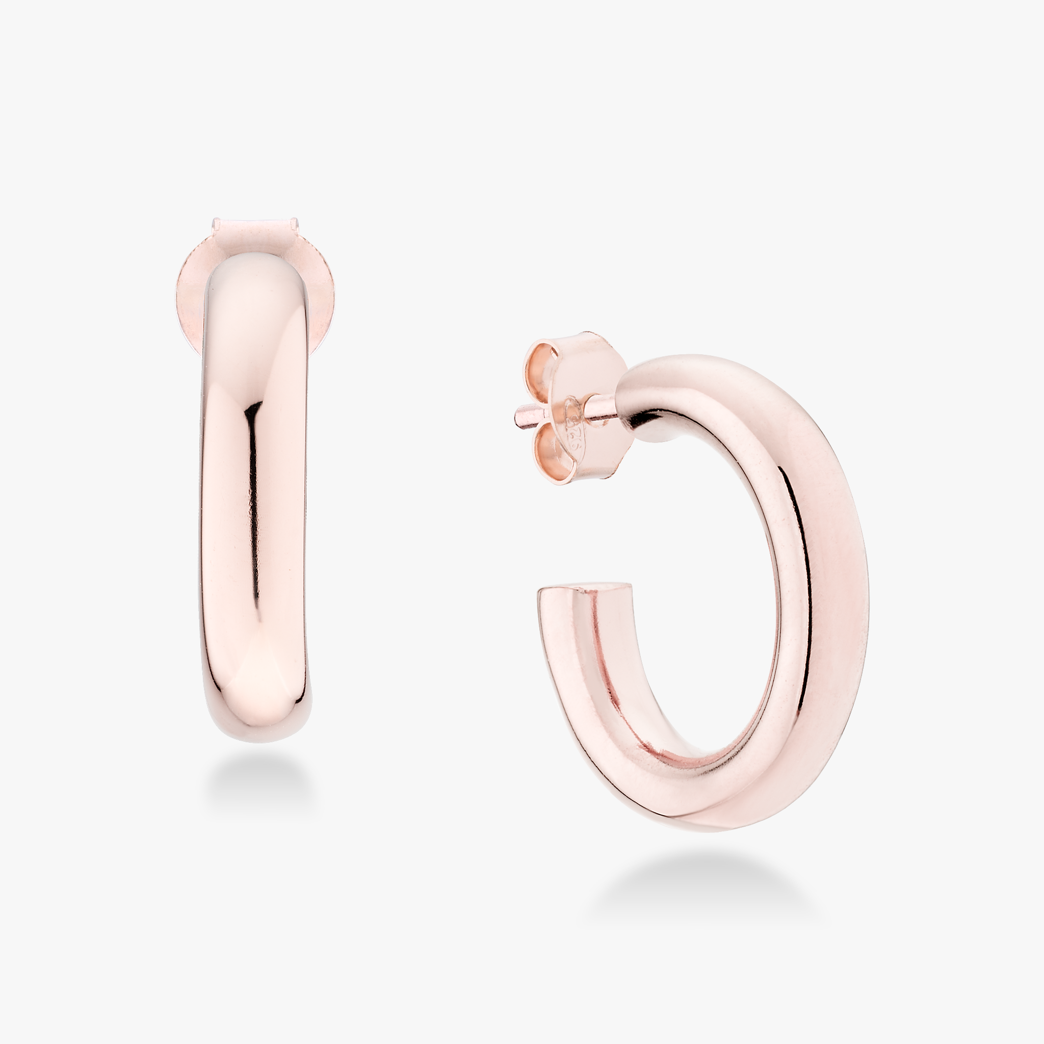 Lightweight Hoop Earrings in 18k Rose Gold Over Sterling Silver, 16mm diameter