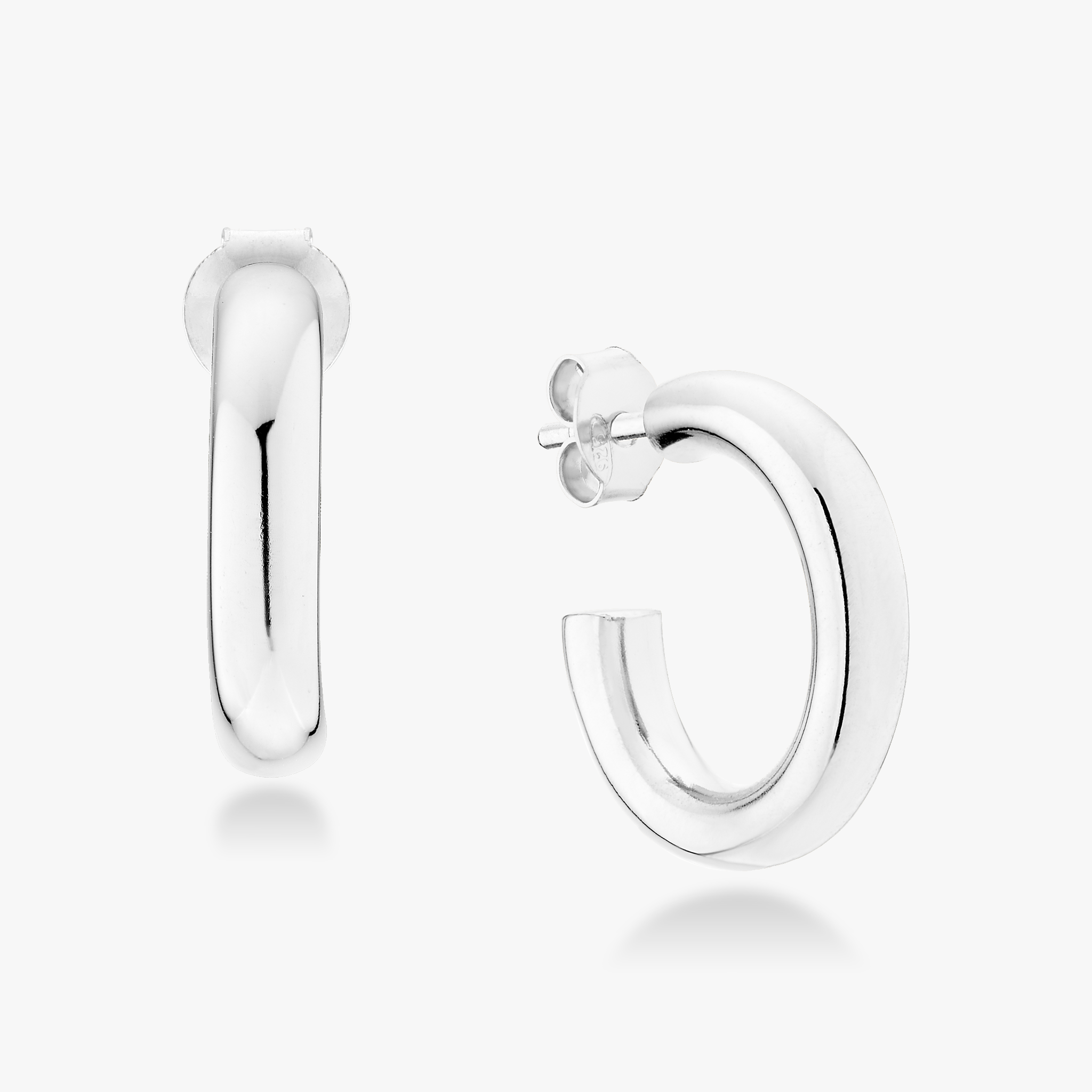 Lightweight Hoop Earrings in Sterling Silver, 16mm diameter