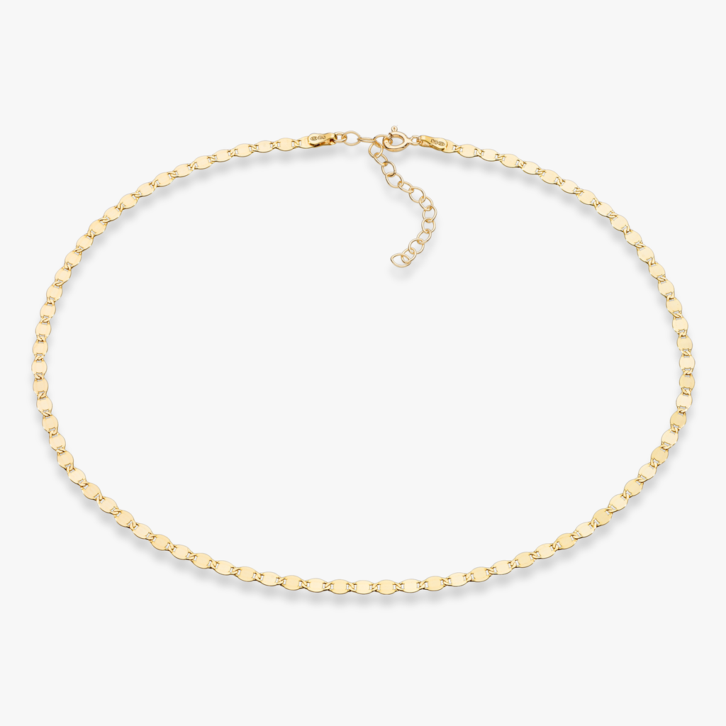 Mirror Link Adjustable Choker Necklace in 18k Gold Over Sterling Silver