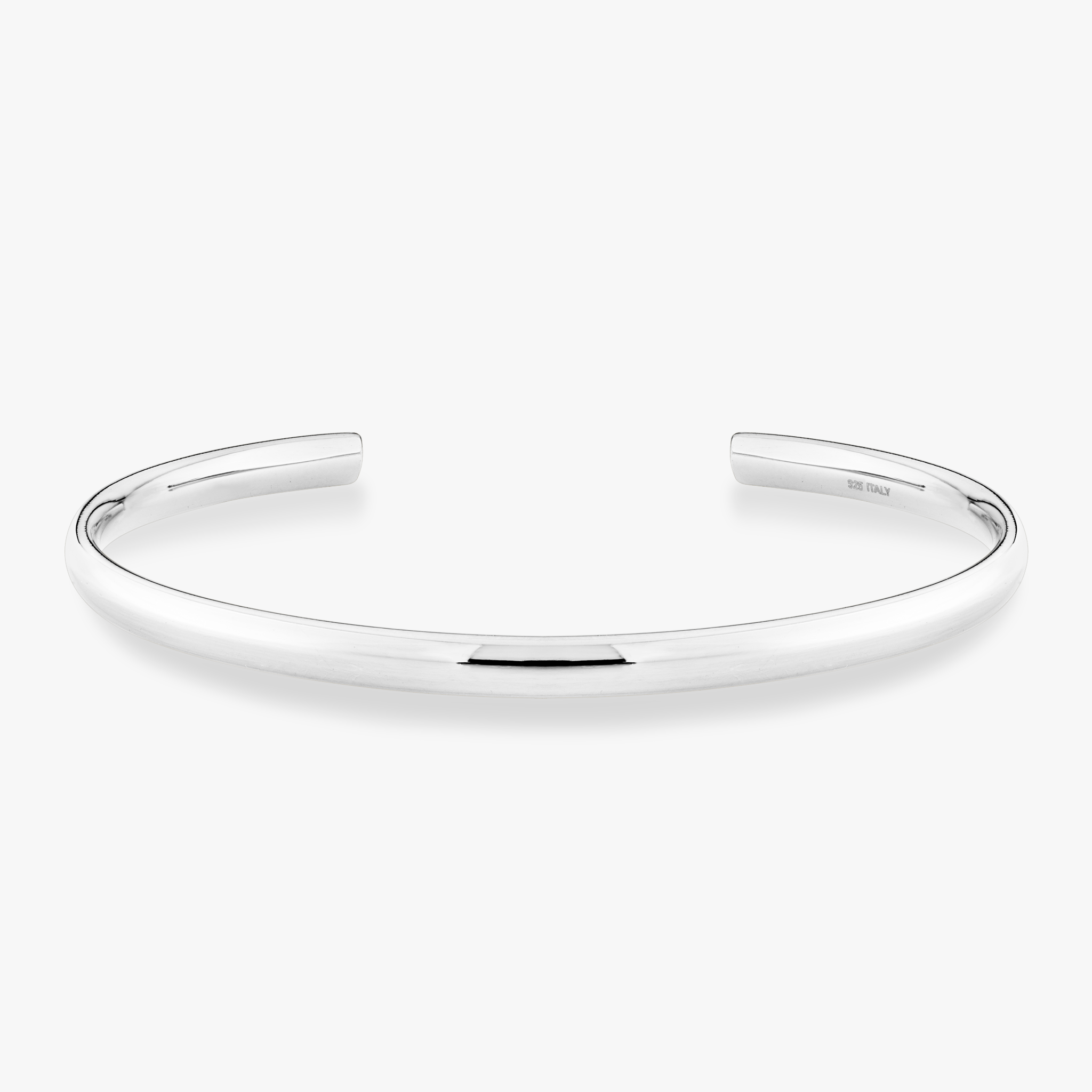 Open Oval Cuff Polished Bangle in Sterling Silver, 4mm