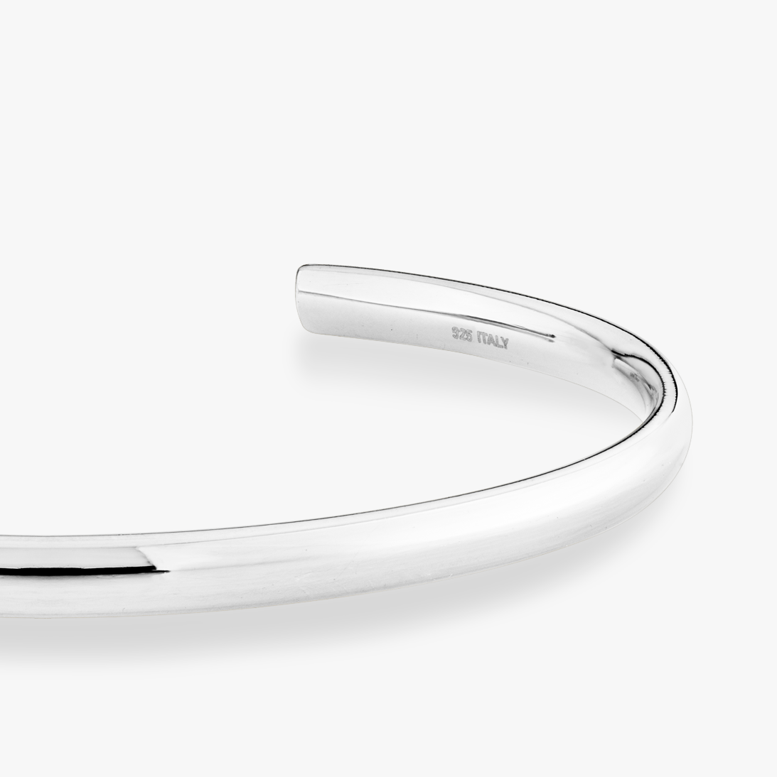 Open Oval Cuff Polished Bangle in Sterling Silver, 4mm