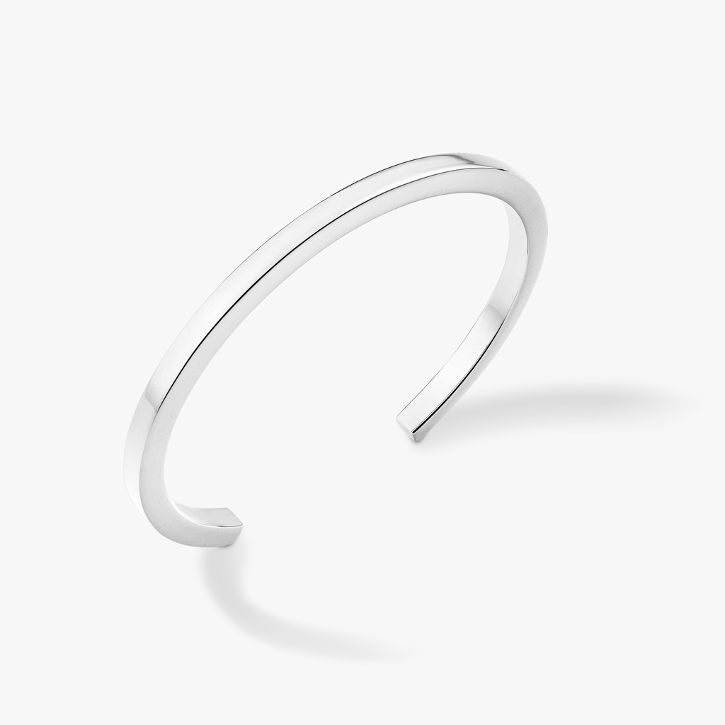 Open Squared Cuff Bangle in Sterling Silver, 4mm