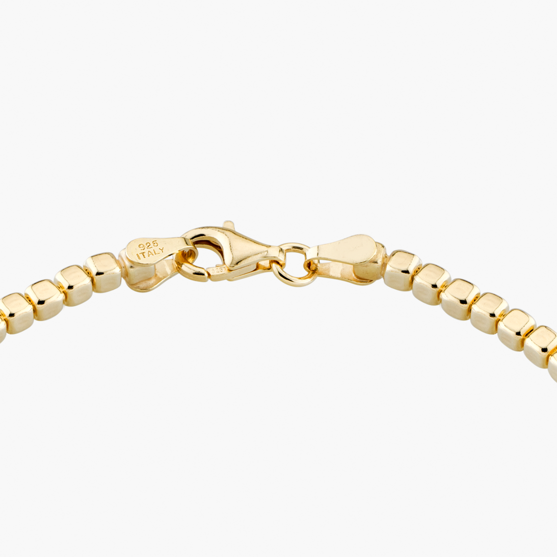Organic Cube Bead Bracelet in 18k Gold Over Sterling Silver, 2.5mm