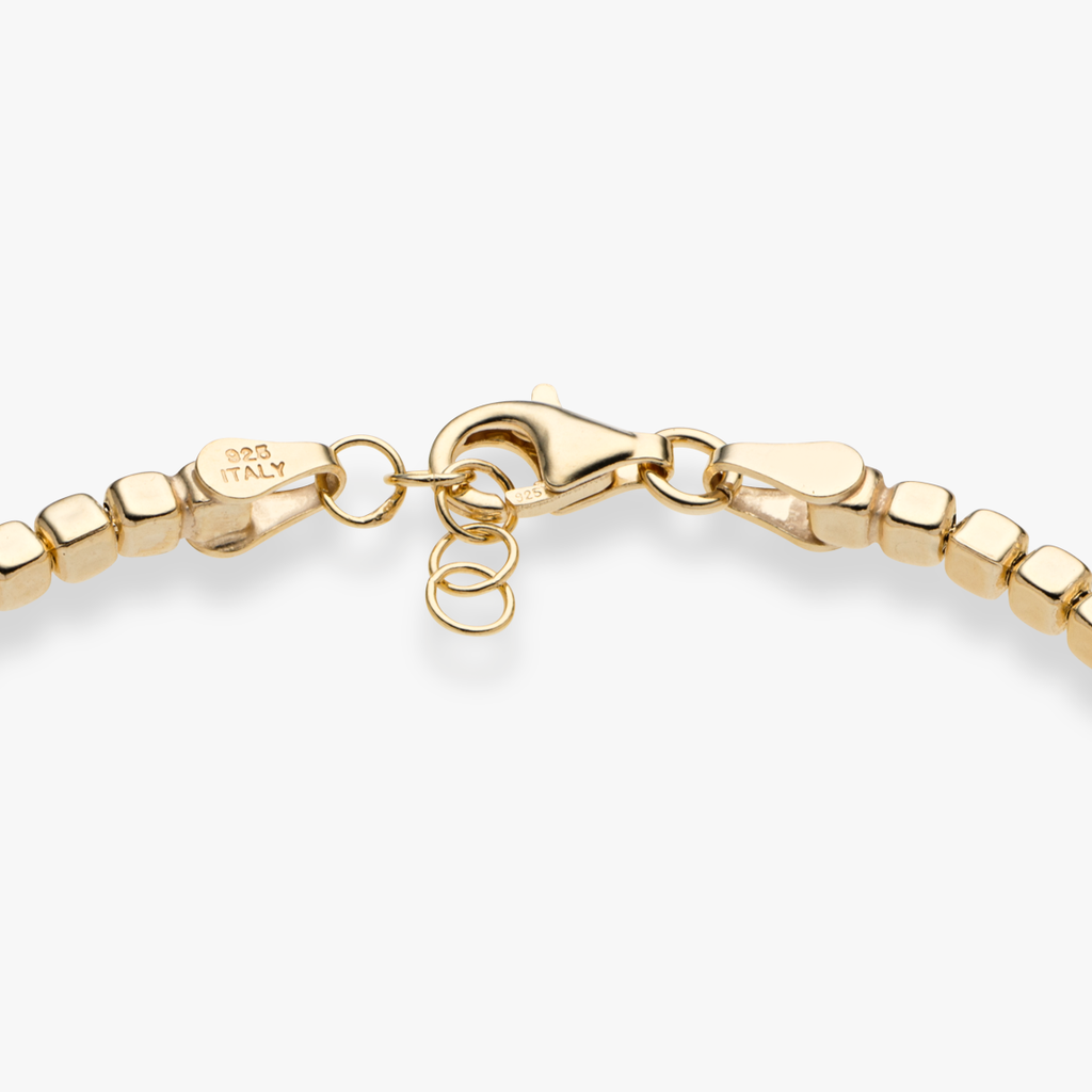 Organic Cube Bead Bracelet in 18k Gold Over Sterling Silver, 2.5mm