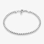 Organic Cube Bead Bracelet in Sterling Silver, 2.5mm