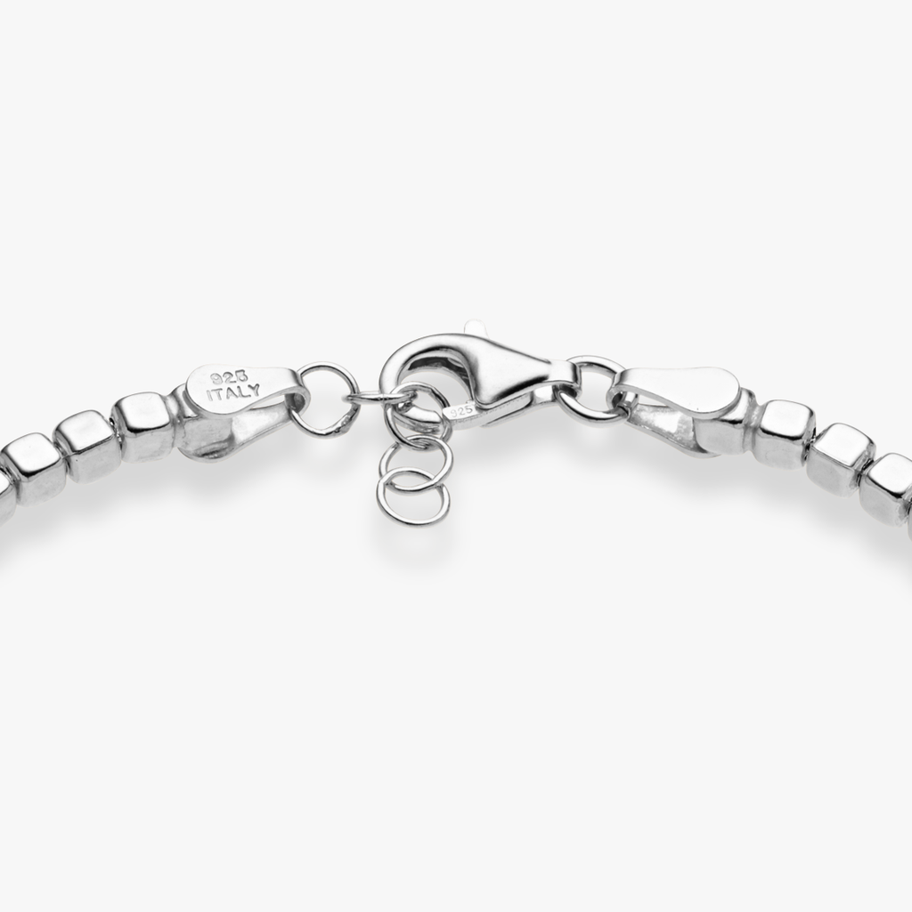 Organic Cube Bead Bracelet in Sterling Silver, 2.5mm