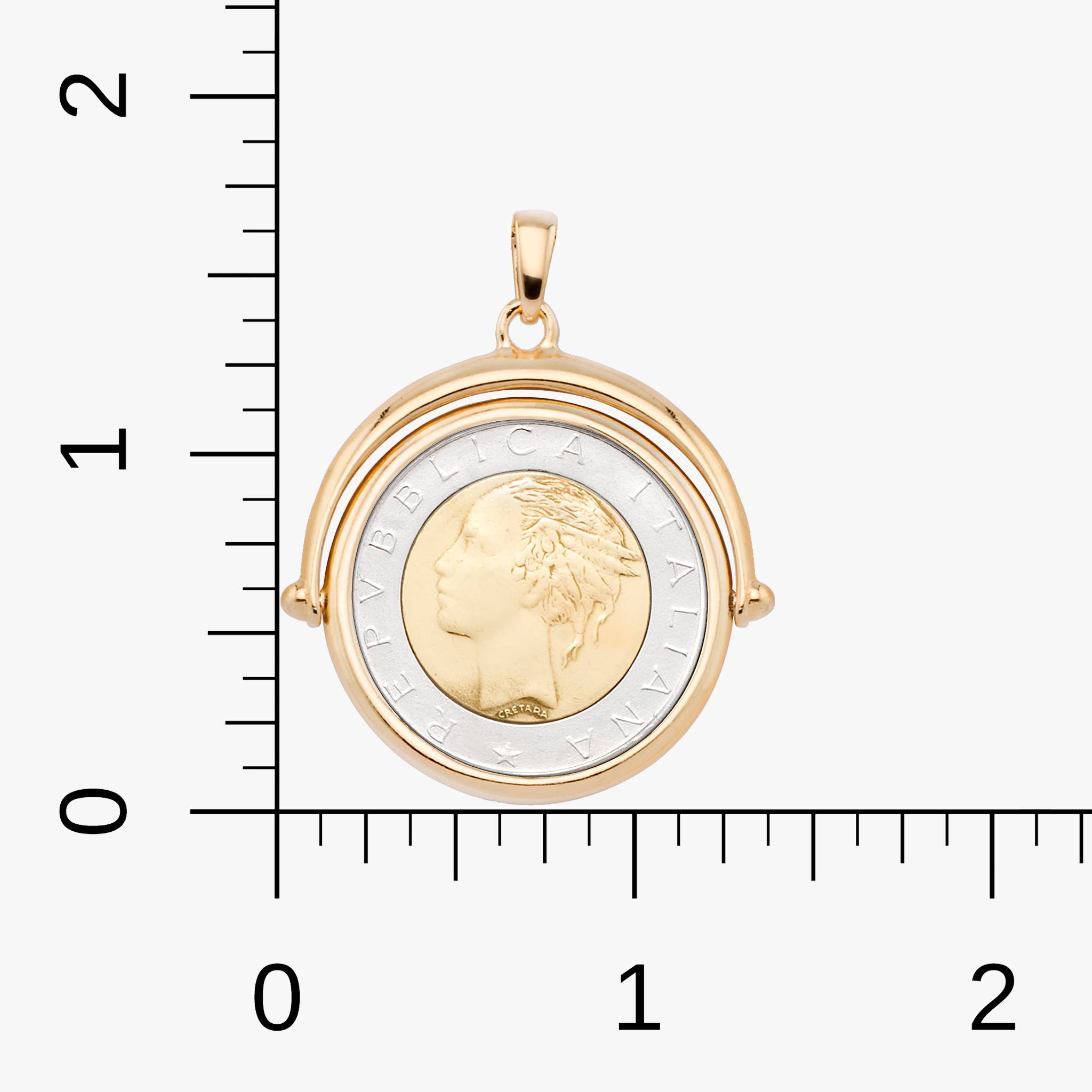 Original Italian 500 Lira Flip Coin Pendant Necklace in 18Kt Gold Plated Sterling Silver