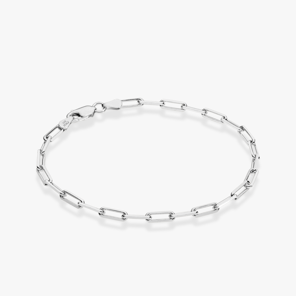 Paperclip Chain Bracelet in Sterling Silver, 3mm