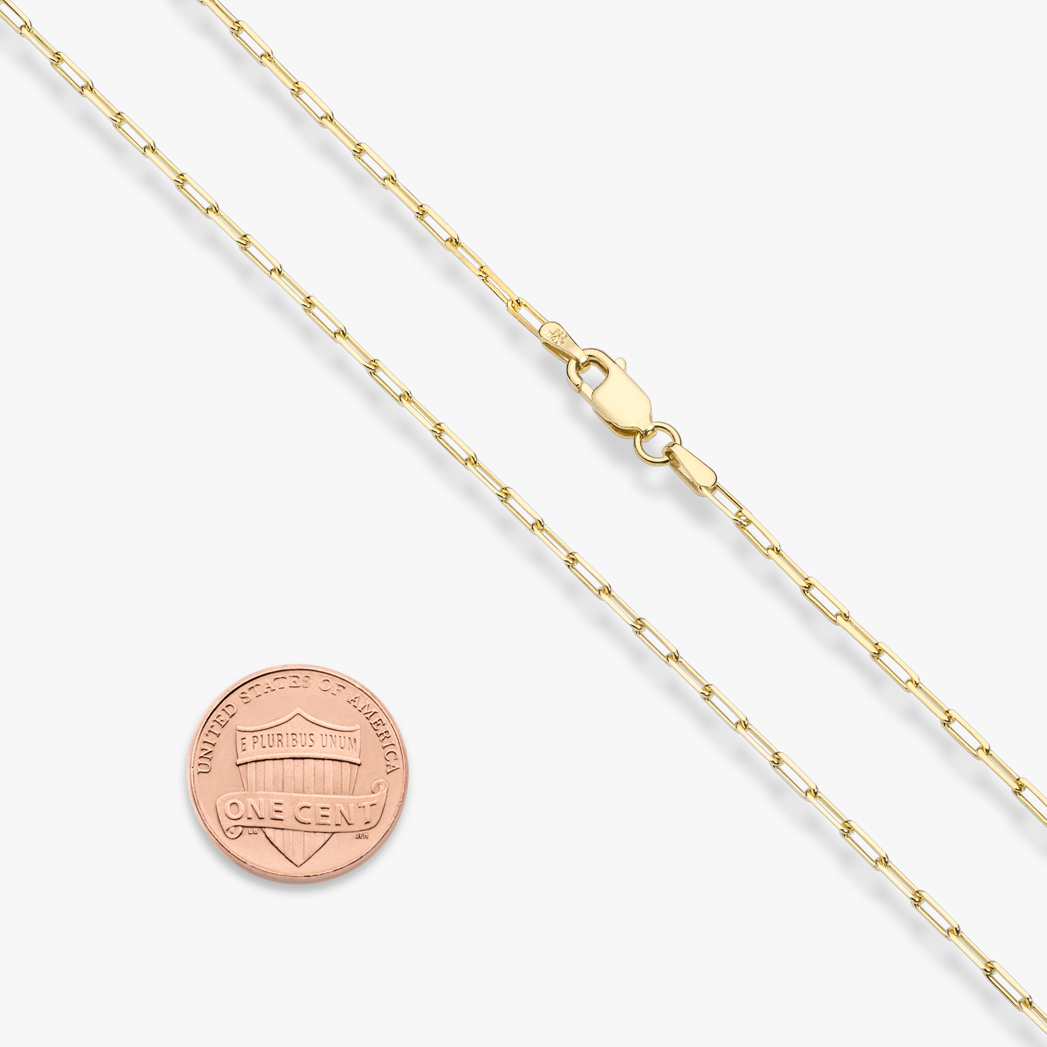 Paperclip Chain Necklace in 18K Gold over Sterling Silver, 2mm