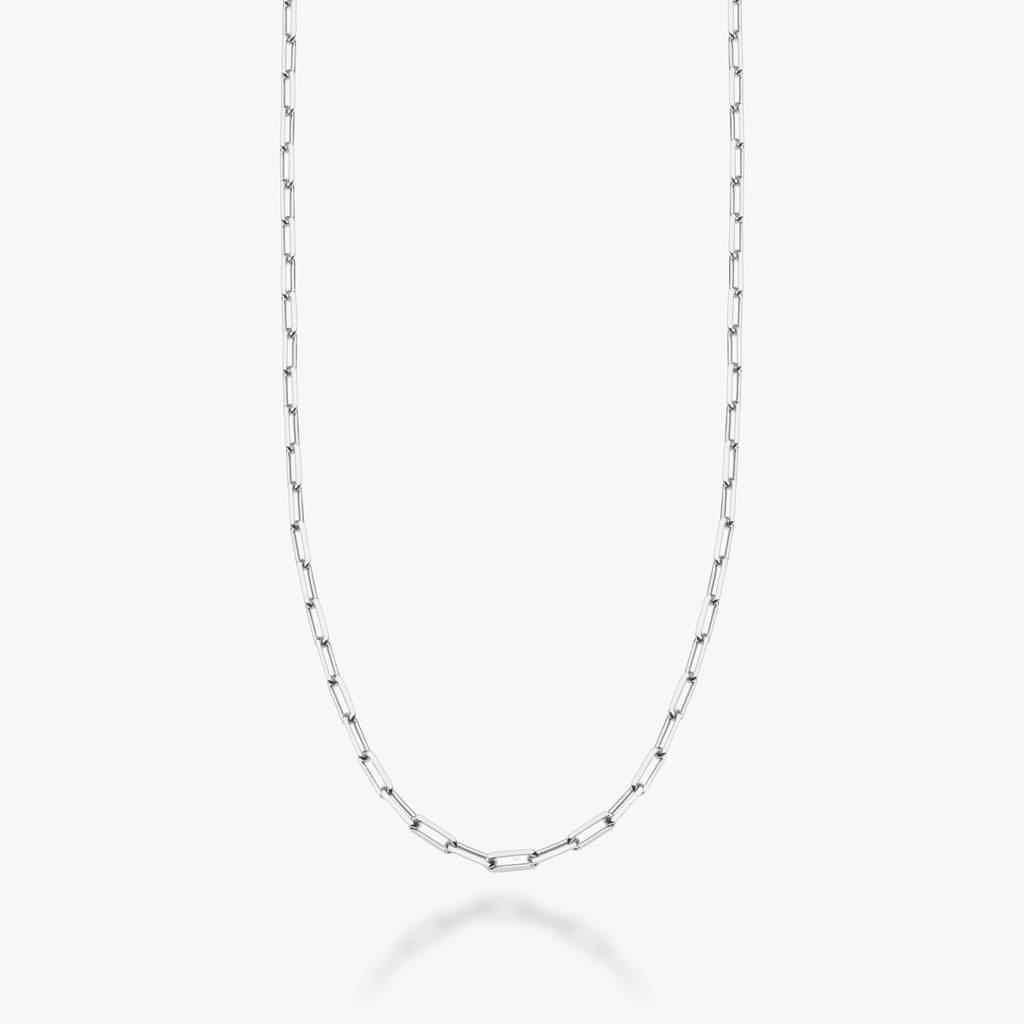 Paperclip Chain Necklace in Sterling Silver, 2mm