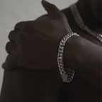 Half Iced Cuban Bracelet (Silver) 8mm