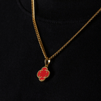 Light Red Clover Stone Pendant (Gold)