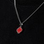 Light Red Clover Stone Pendant (Silver)