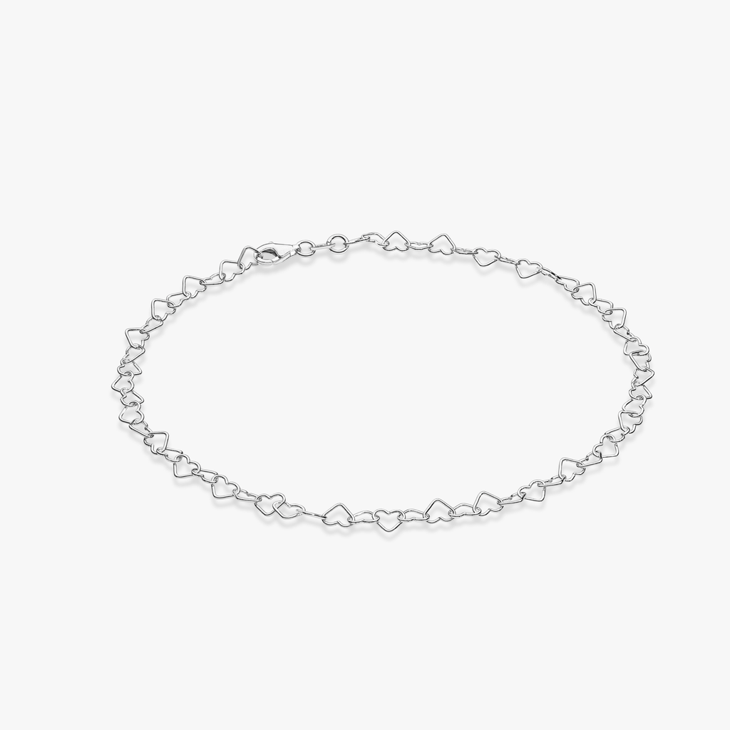 Rolo Heart Anklet in Sterling Silver