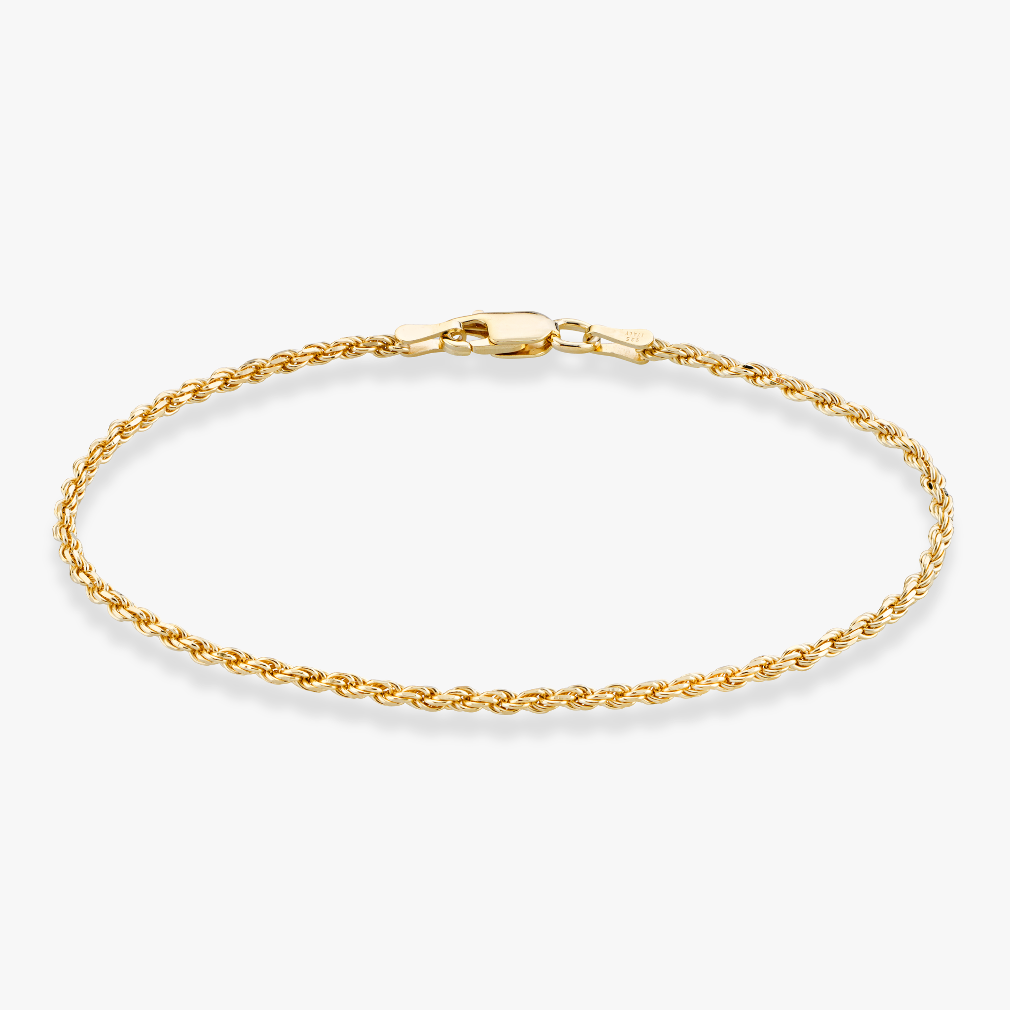 Rope Anklet in 18k gold over sterling silver, 2mm