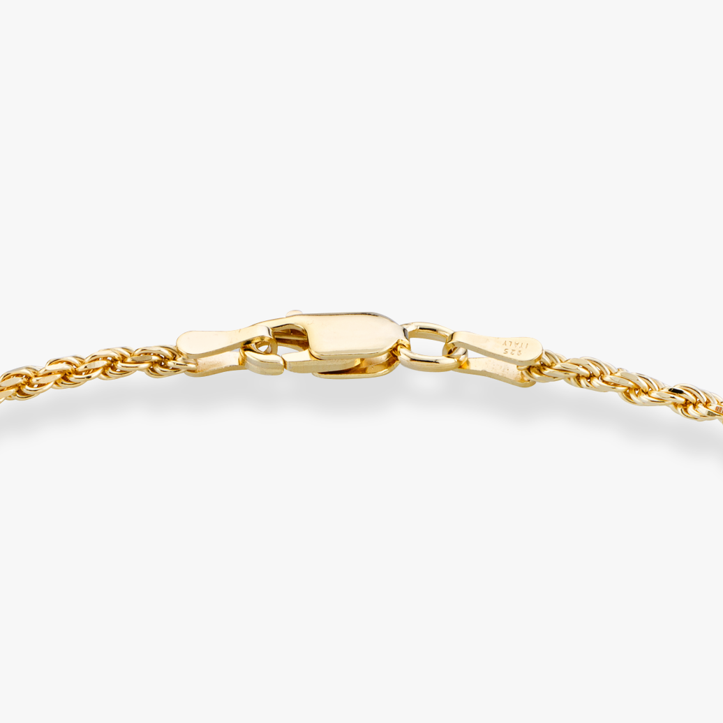 Rope Anklet in 18k gold over sterling silver, 2mm