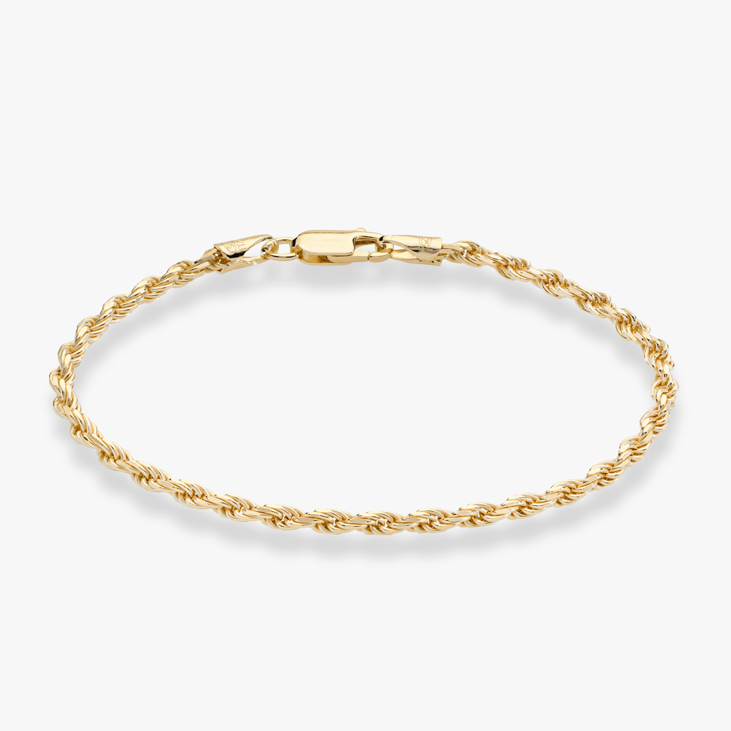 Rope Anklet in 18k gold over sterling silver, 3mm