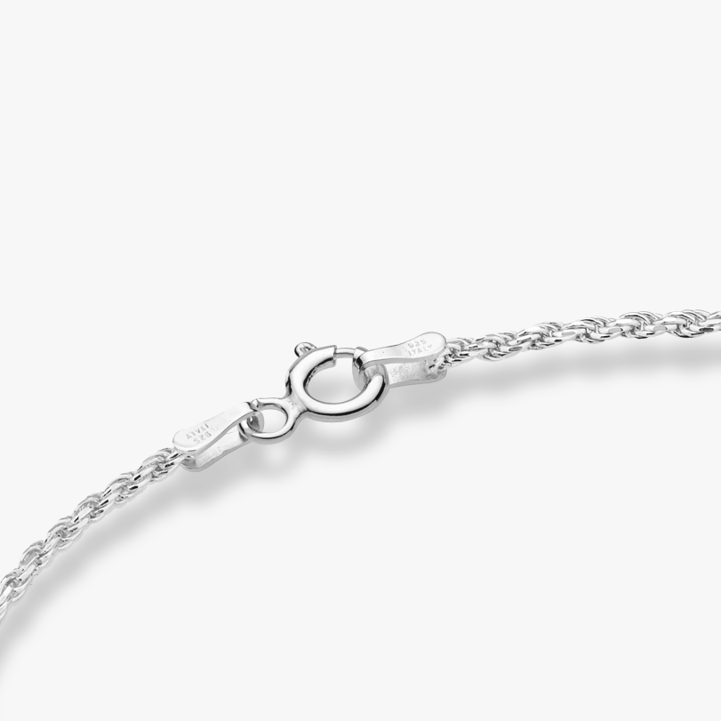 Rope Anklet in Sterling Silver, 1.5mm
