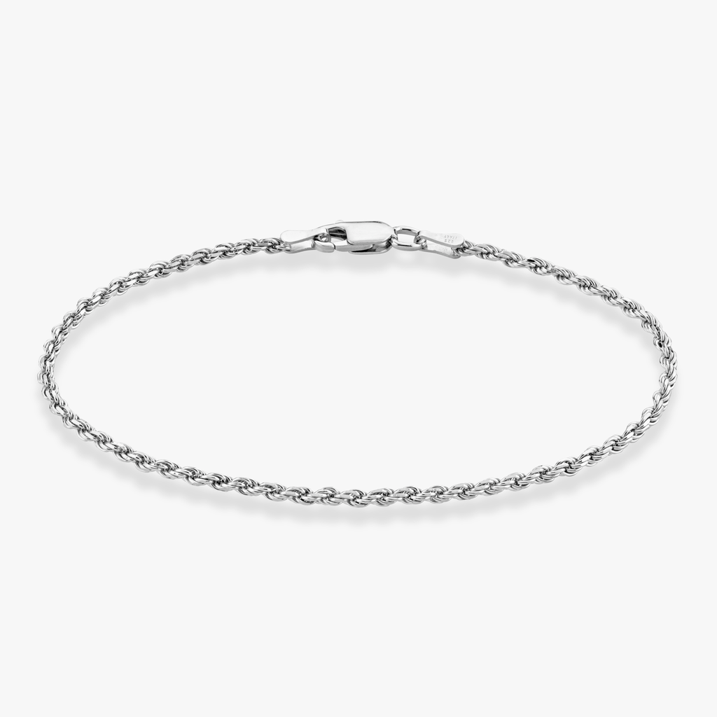 Rope Anklet in Sterling Silver, 2mm