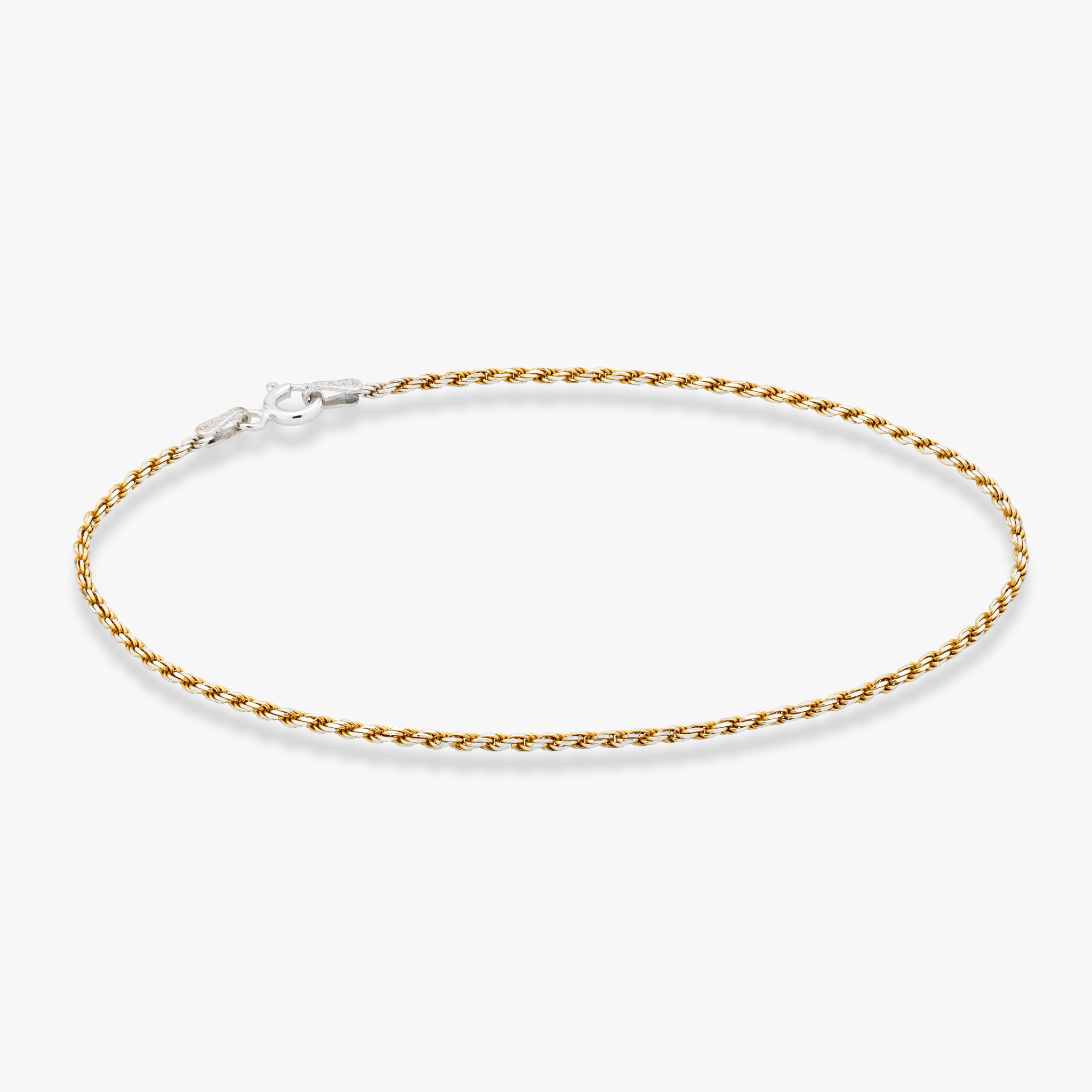 Rope Anklet in Two-tone 18k gold over sterling silver, 1.5mm