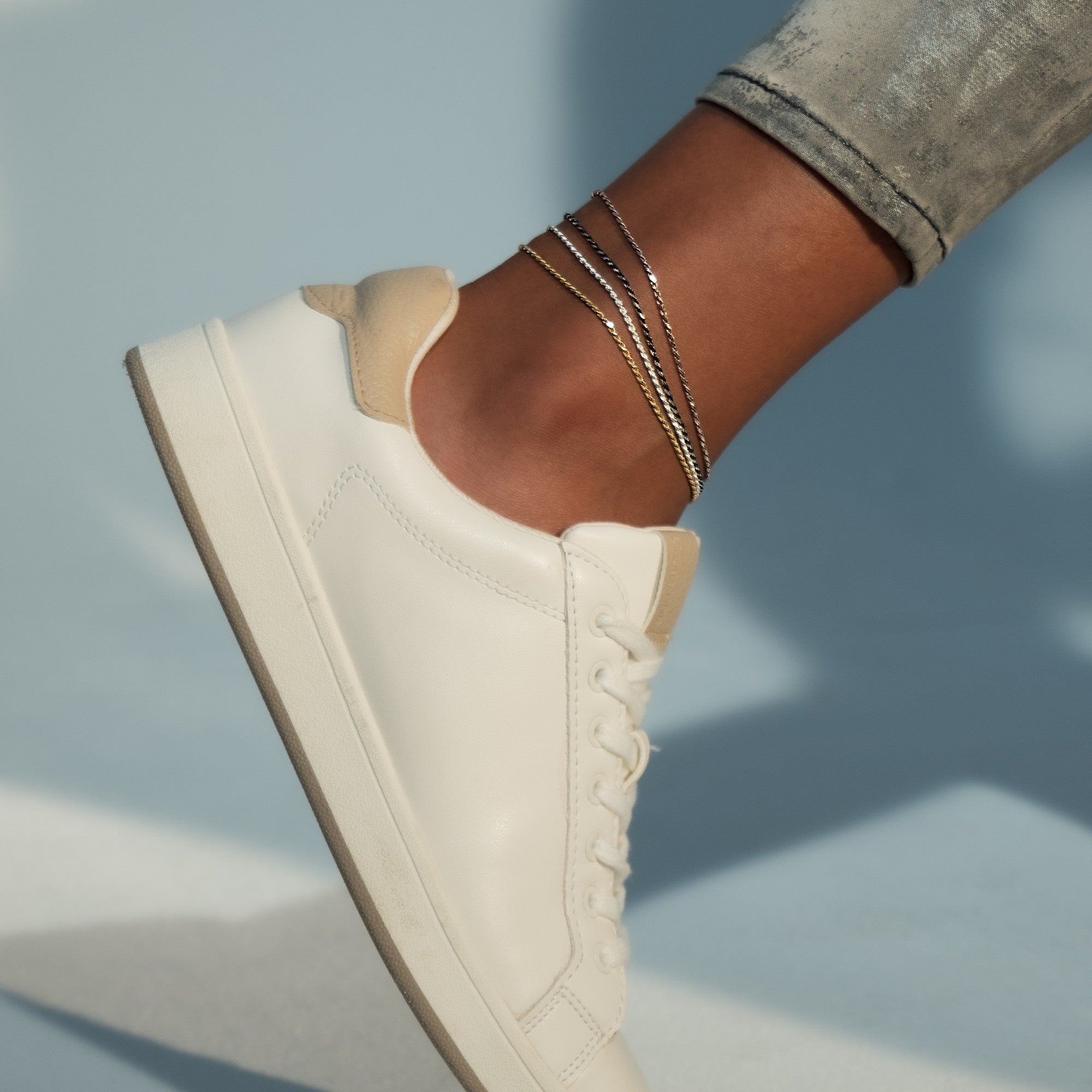 Rope Anklet in Two-tone 18k rose gold over sterling silver, 1.5mm