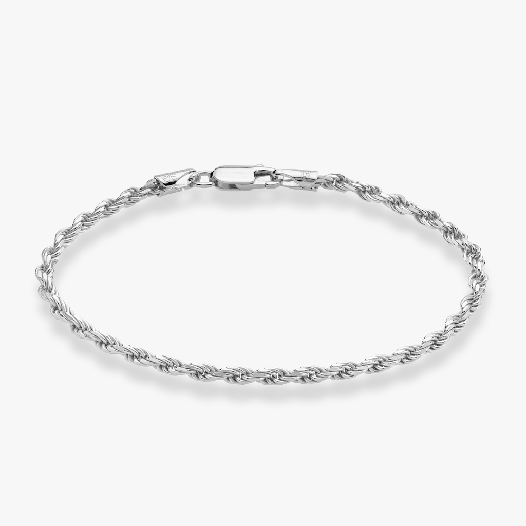 Rope Bracelet in Sterling Silver, 3mm