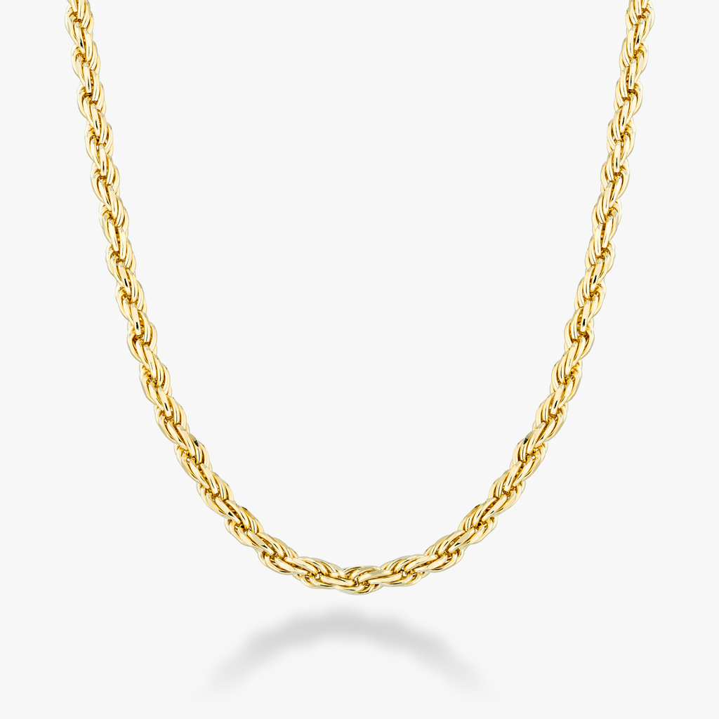 Rope Necklace in 18k gold over sterling silver, 3mm