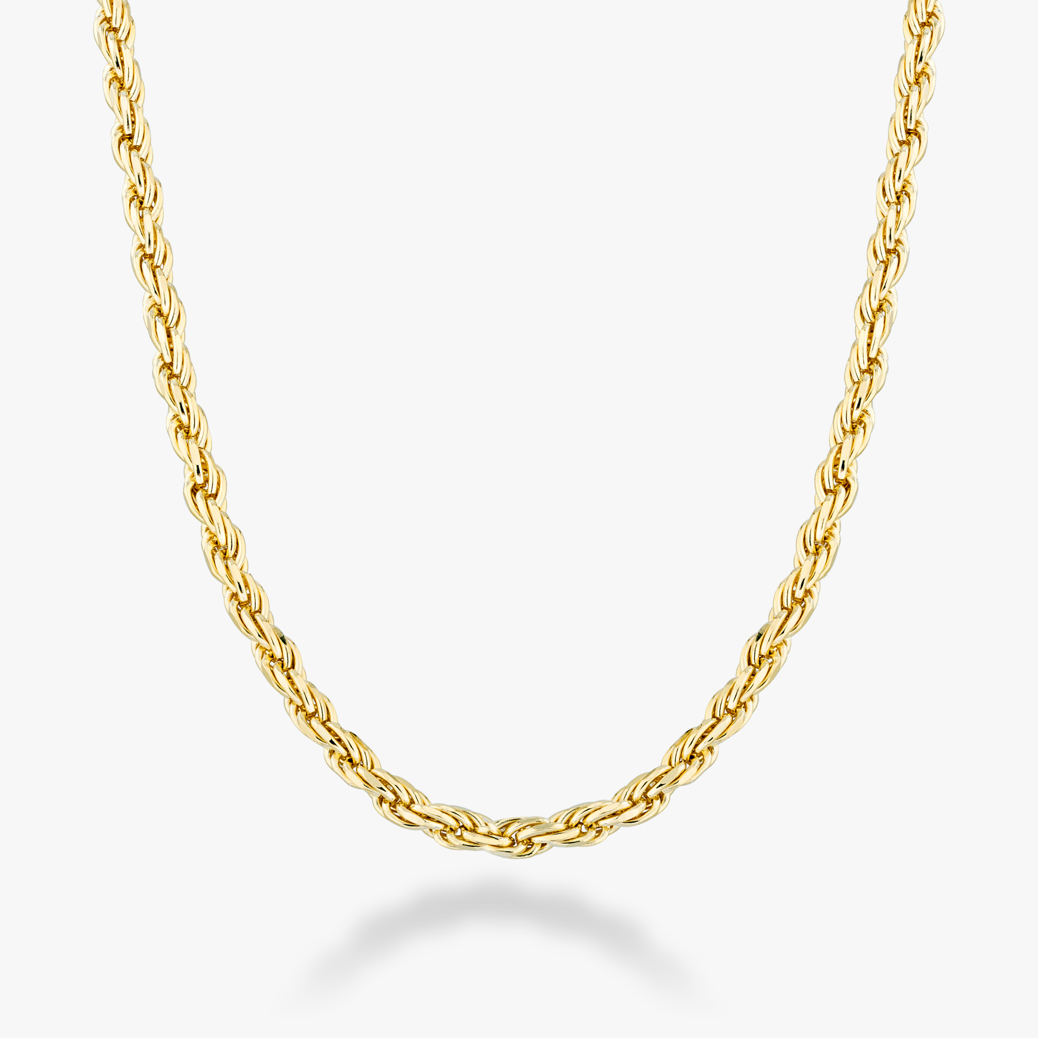 Rope Necklace in 18k gold over sterling silver, 3mm